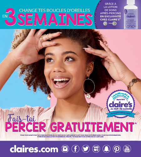 Claire's : spécialiste mondial du piercing d'oreille! - Centre commercial  Carrefour Brest