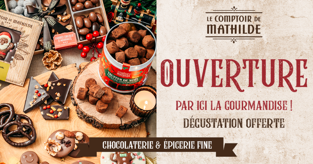 Nous sommes heureux de vous annoncer l’ouverture de la boutique Le Comptoir de Mathilde dans votre centre commercial ! 📢 Retrouvez toutes les gourmandises du Comptoir de Mathilde : chocolats, pâtes à tartiner, spécialités gourmandes et idées cadeaux vous attendent pour les fêtes de fin d'année. Vous êtes gourmands ? Eux aussi ! 😍 Ils vous attendent avec impatience ! #chocolat #gourmand #madeinfrance #ouverture